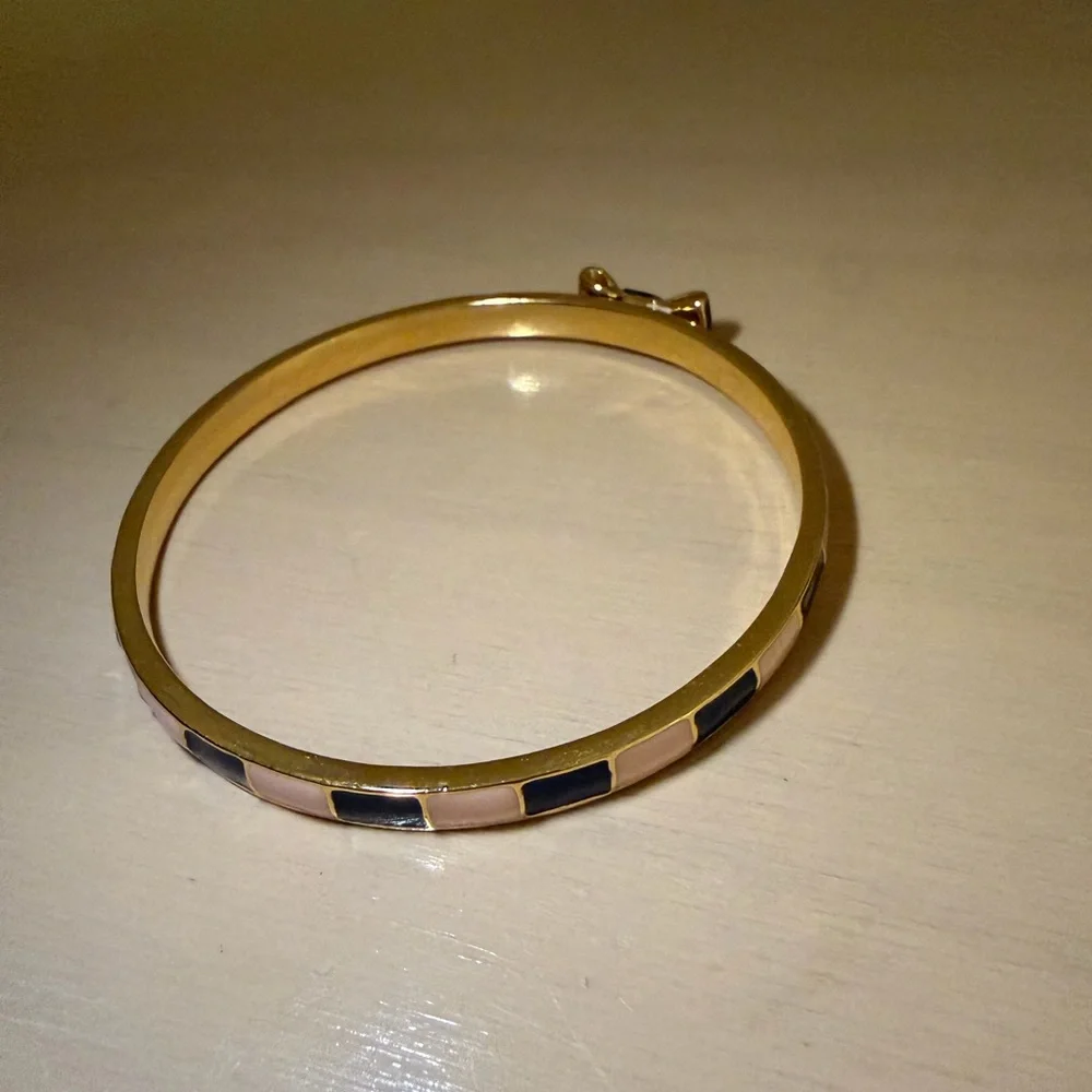 kate spade Gold Bangle with Pink and Navy Enamel Bow - Picture 5 of 7